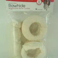 Master Paws® White Rawhide Dog Chew Shin Bone And Small Ring