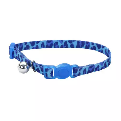 Master Paws® 3/8" Fashion Blue Leopard Print Adjustable Breakaway Cat Collar 3 Master Paws® 3/8" Fashion Blue Leopard Print Adjustable Breakaway Cat Collar