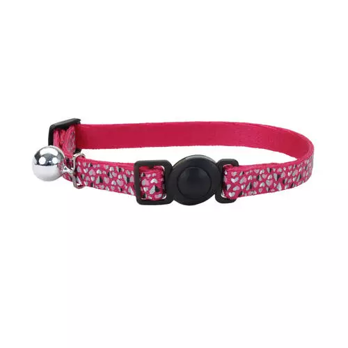 Master Paws® 3/8" Reflective Pink Heart Adjustable Breakaway Cat Collar 3 Master Paws® 3/8" Reflective Pink Heart Adjustable Breakaway Cat Collar